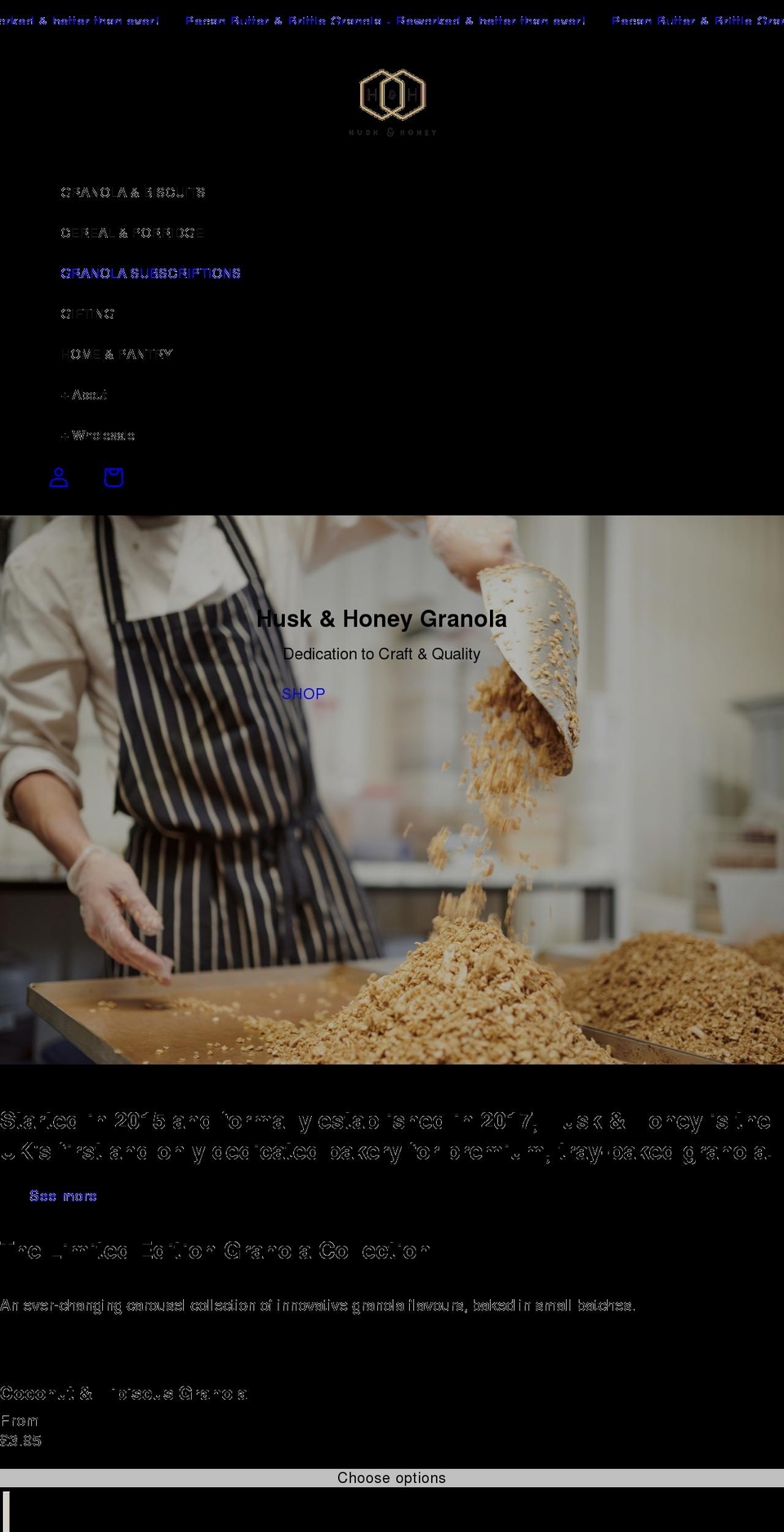 huskandhoney.co.uk shopify website screenshot