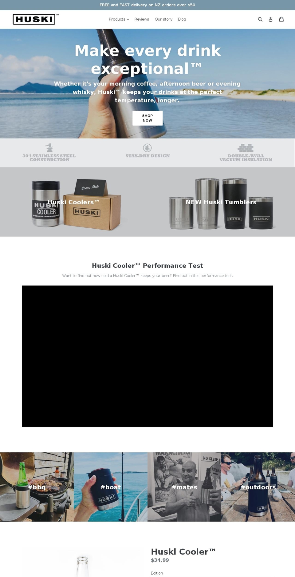 huski.co.nz shopify website screenshot