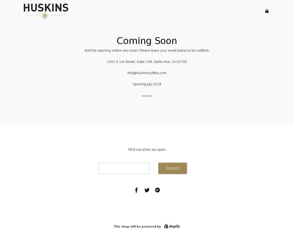 huskinscoffee.com — Shopify storefront screenshot