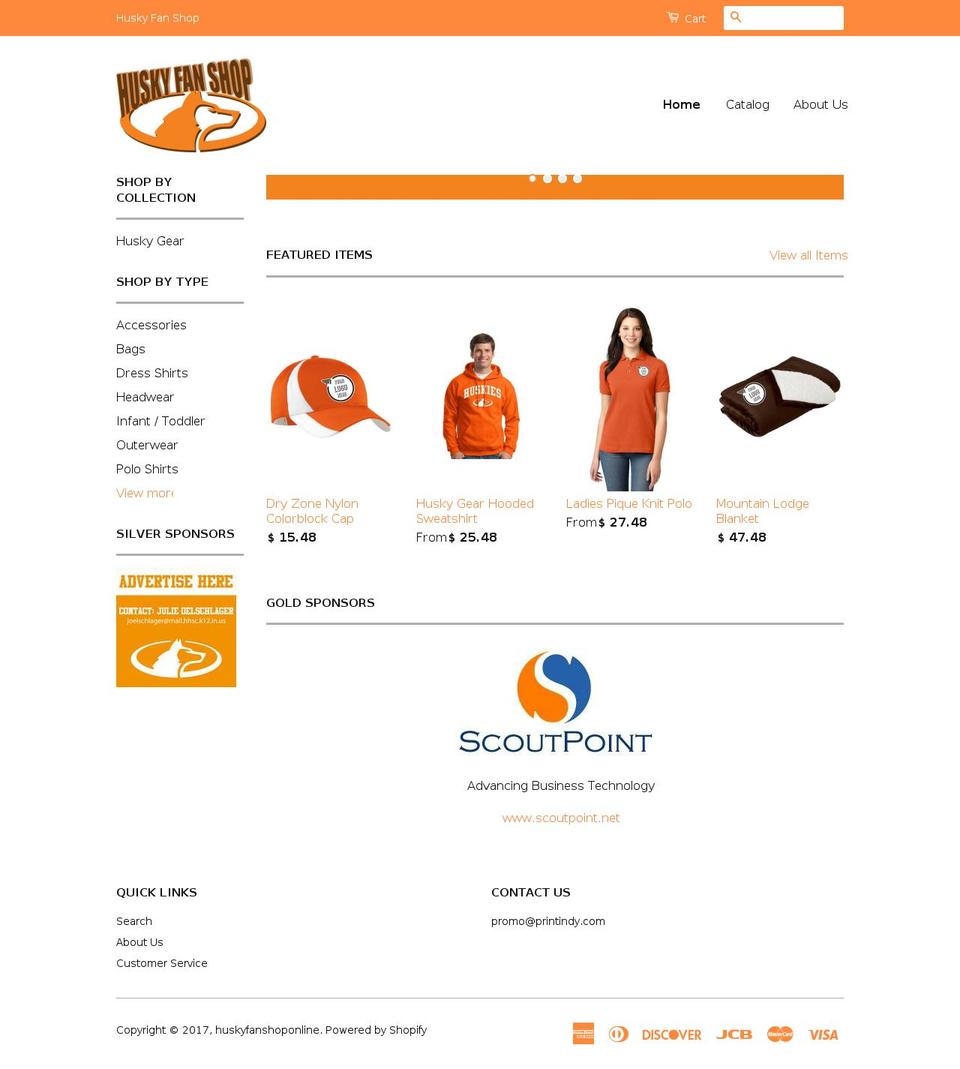 huskyfanshoponline.com shopify website screenshot