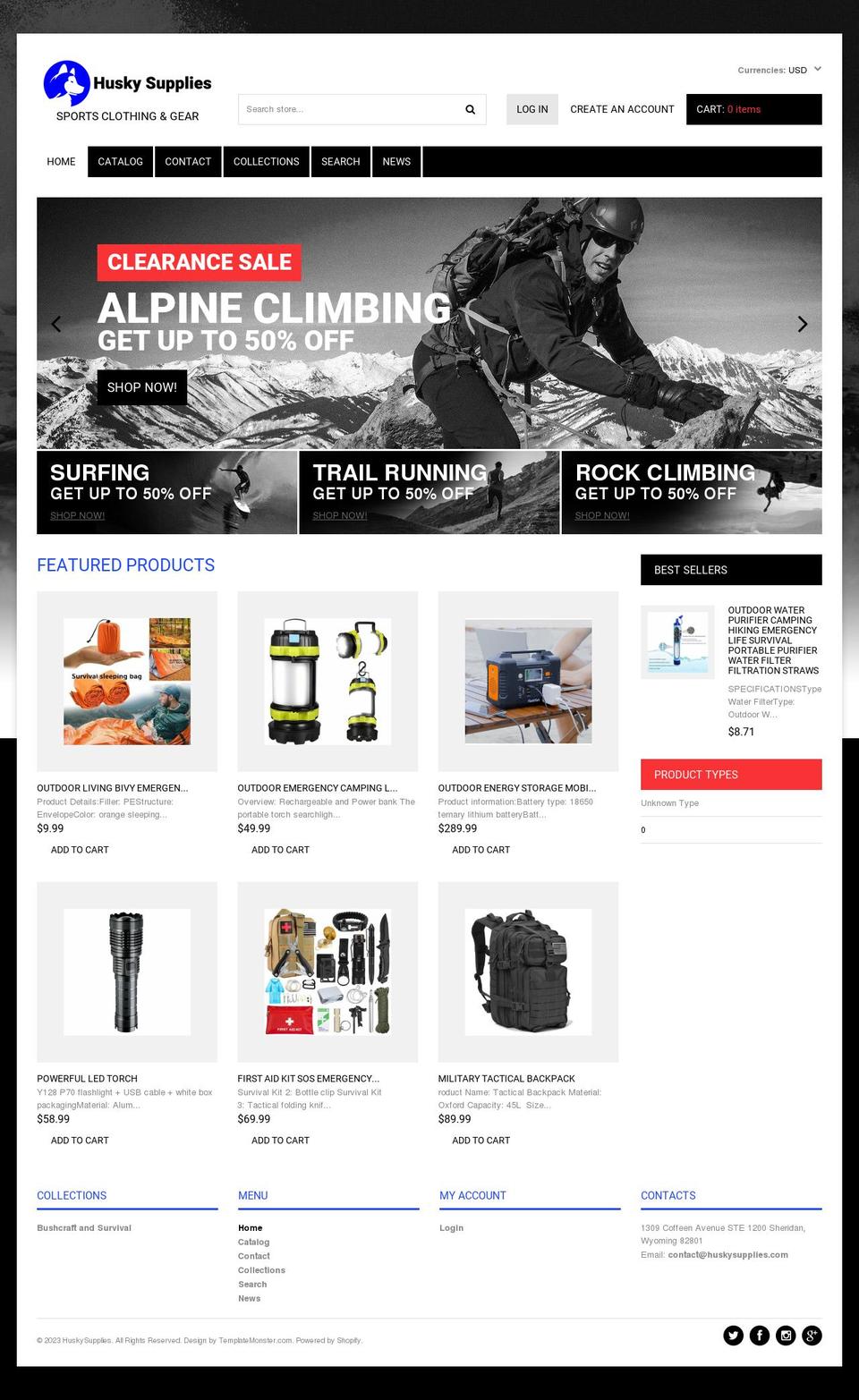 huskysupplies.com shopify website screenshot