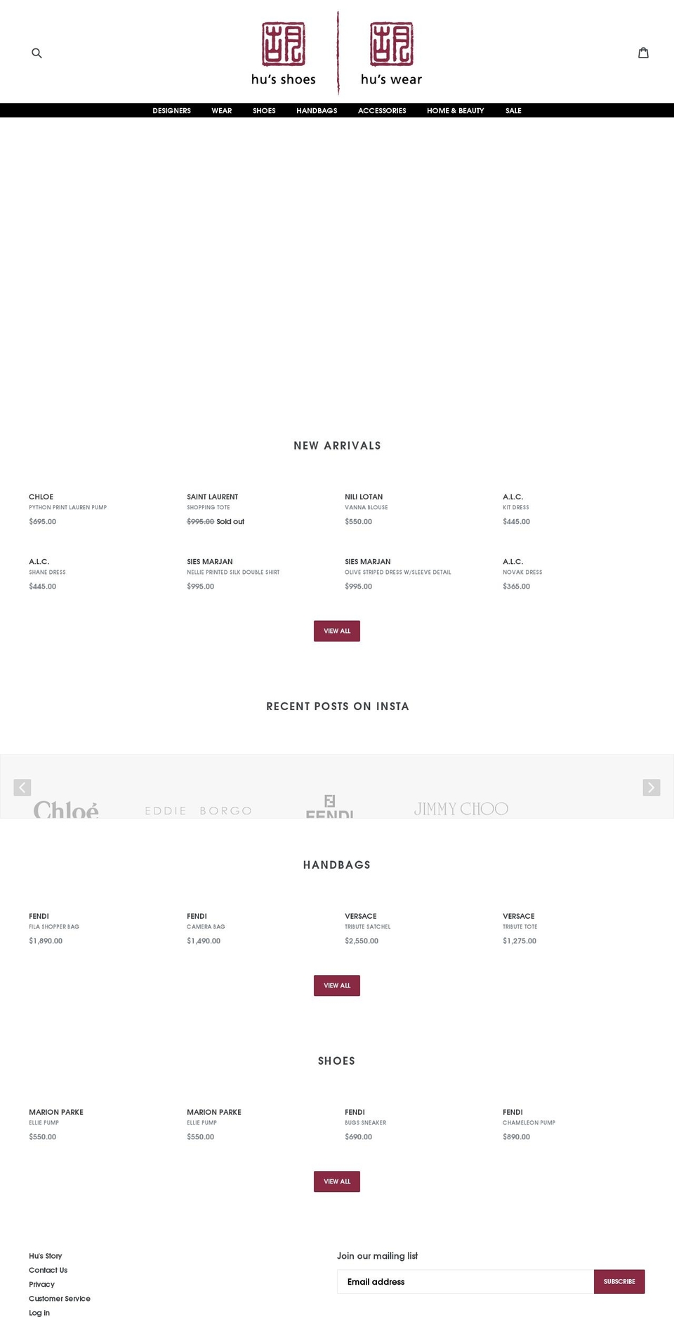 husshoes.com — Shopify storefront screenshot