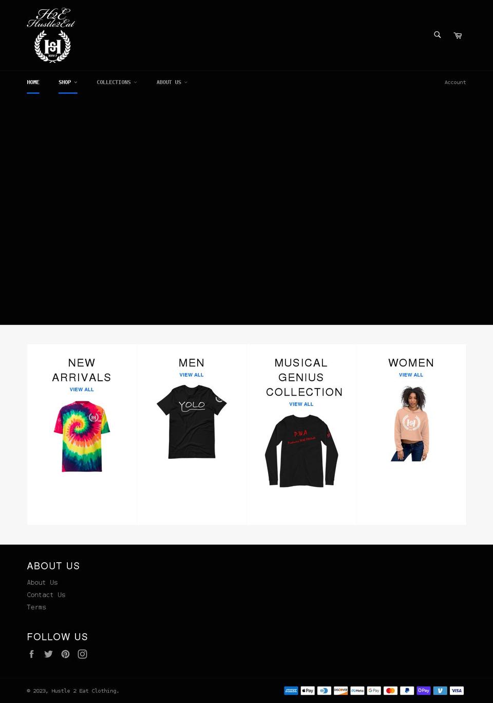 hustle2eat.com shopify website screenshot