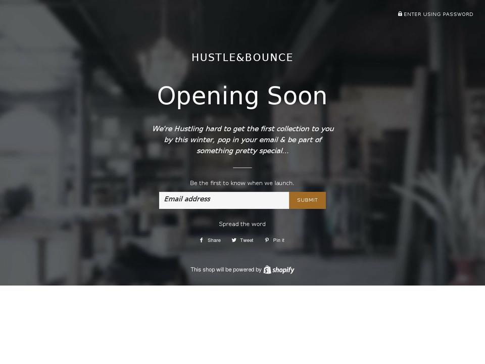 hustleandbounce.com — Shopify storefront screenshot