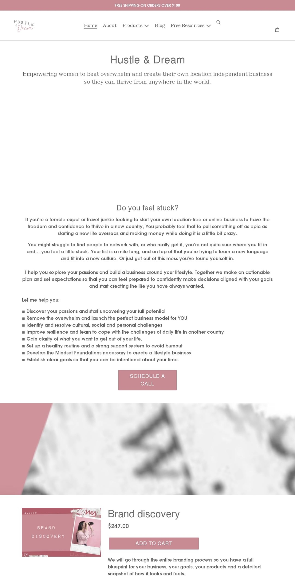 hustleanddream.com shopify website screenshot