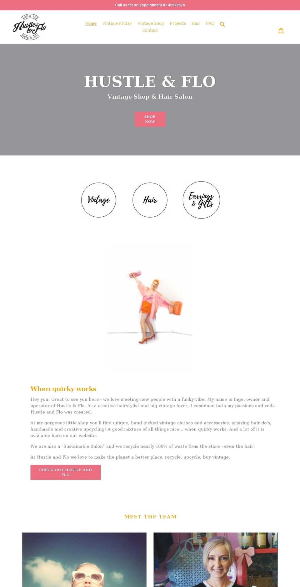 hustleandflovintage.com shopify website screenshot