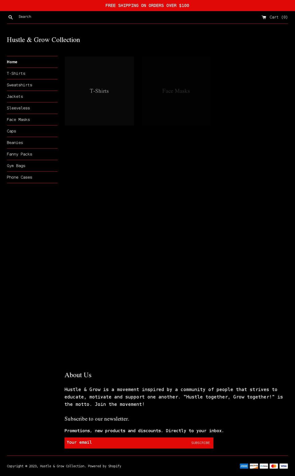 hustleandgrowcollection.com shopify website screenshot