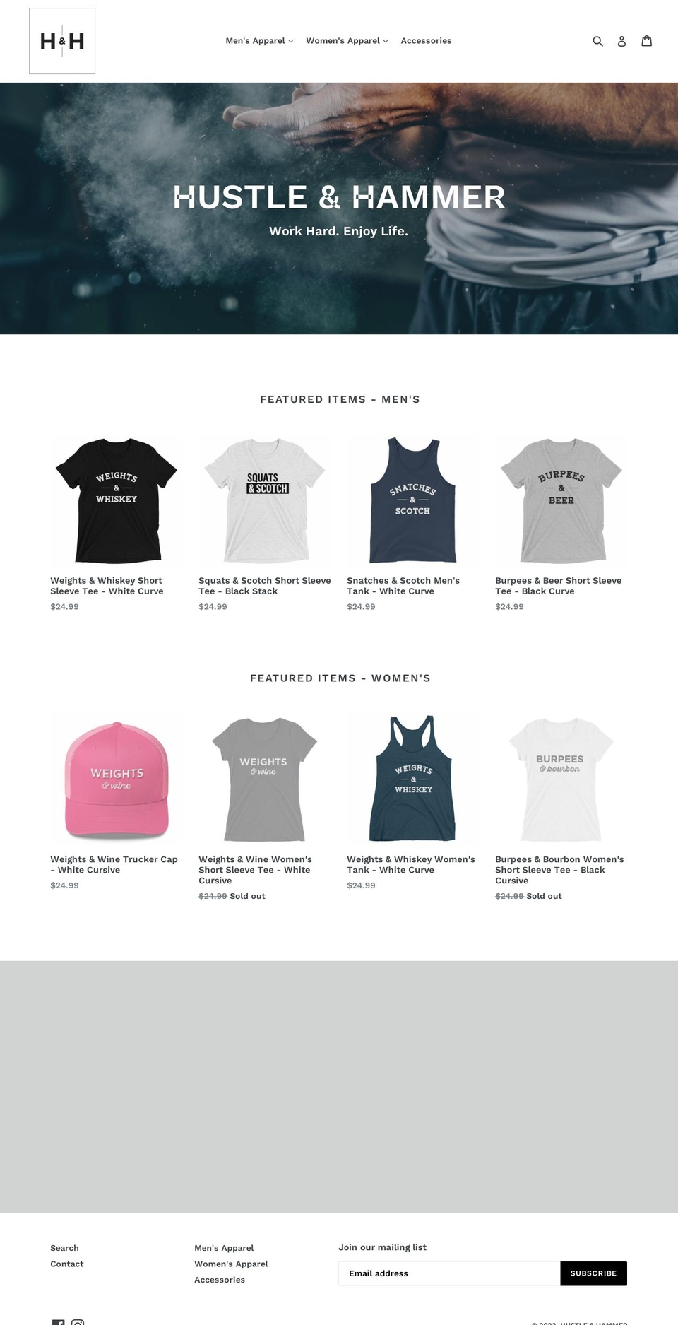 hustleandhammer.com — Shopify storefront screenshot