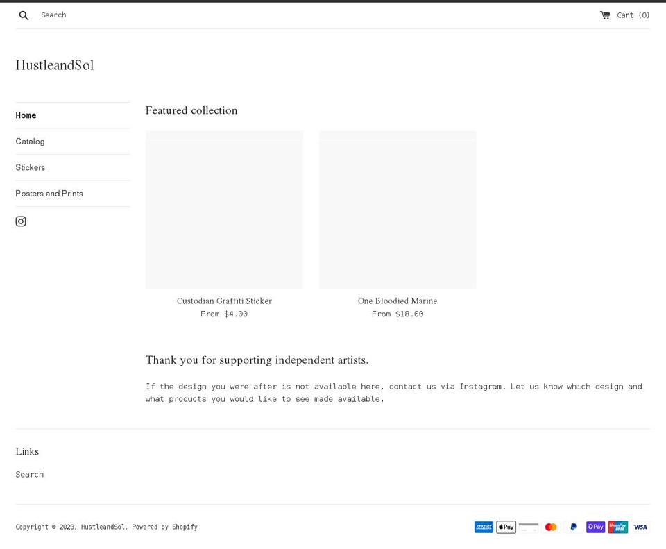 hustleandsol.com shopify website screenshot