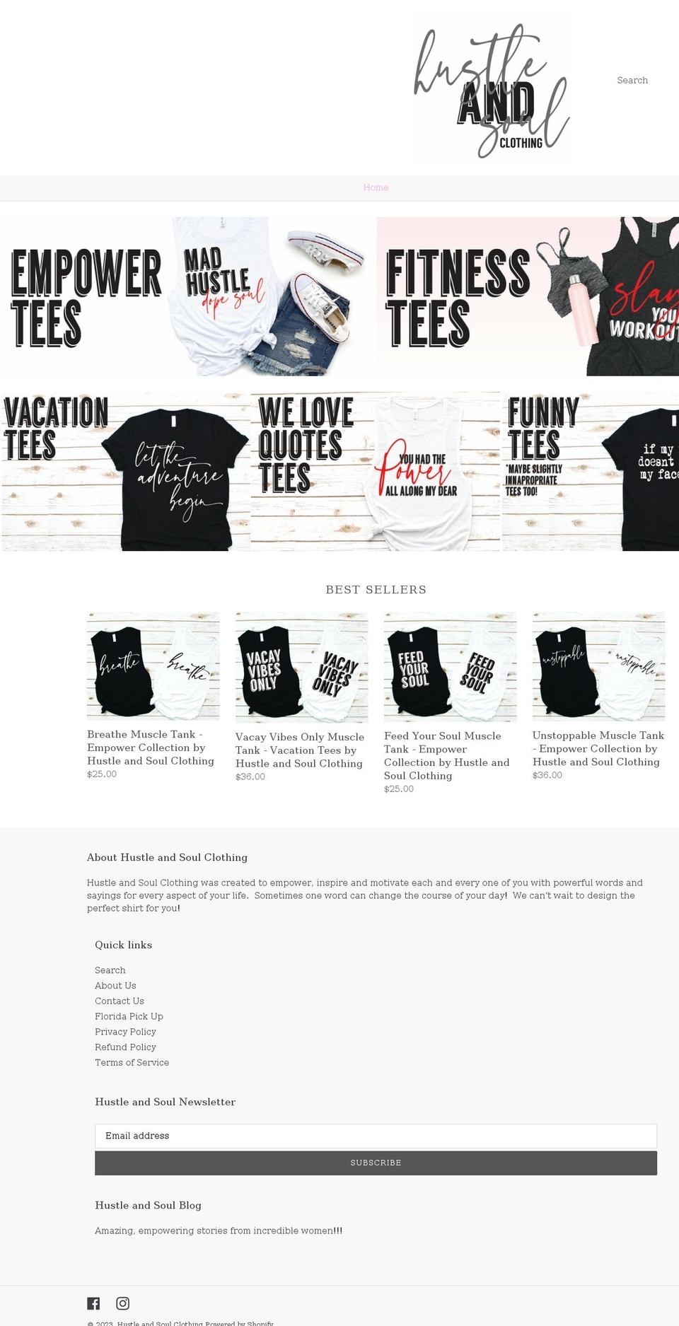 hustleandsoulclothing.com shopify website screenshot