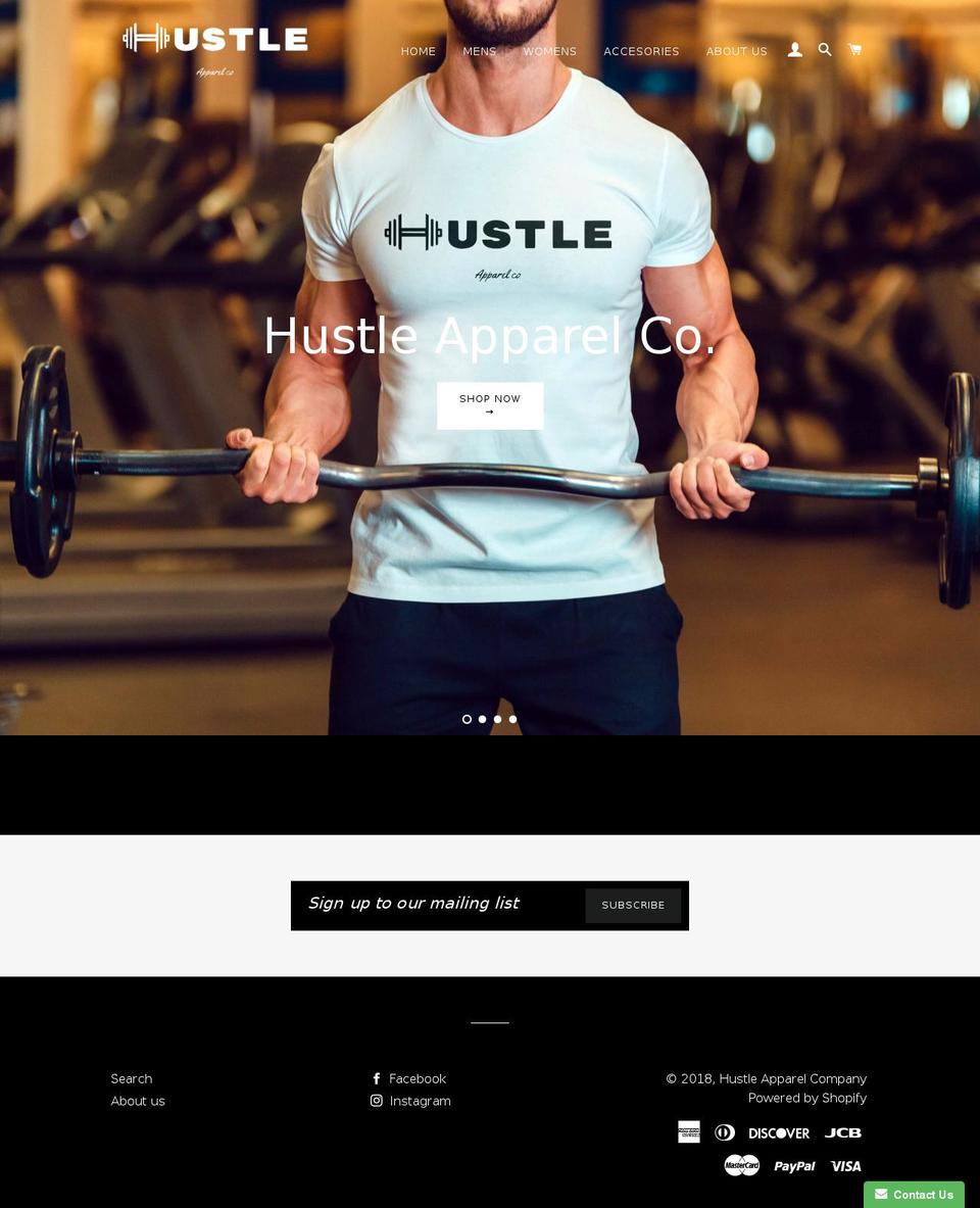 hustleapparelcompany.com shopify website screenshot