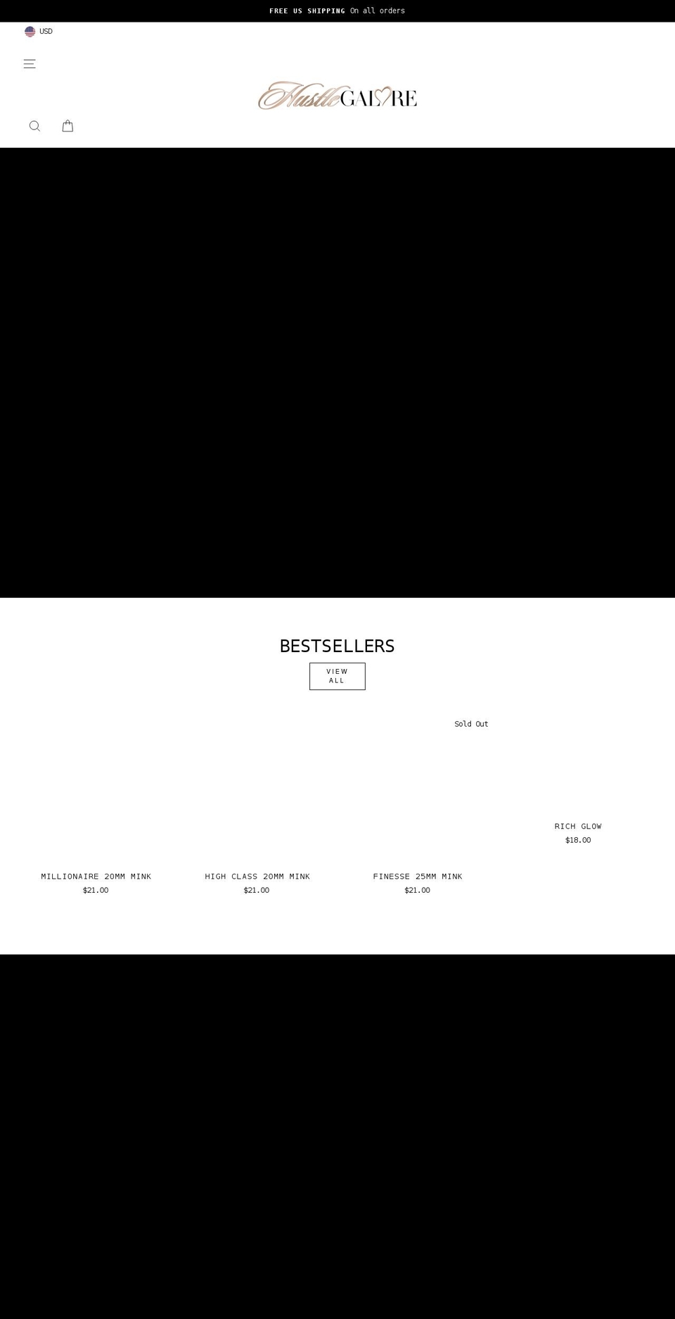 hustlegalore.com shopify website screenshot