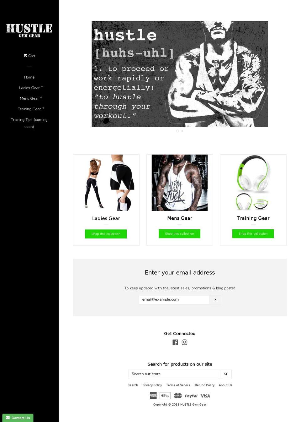 hustlegymgear.com — Shopify storefront screenshot