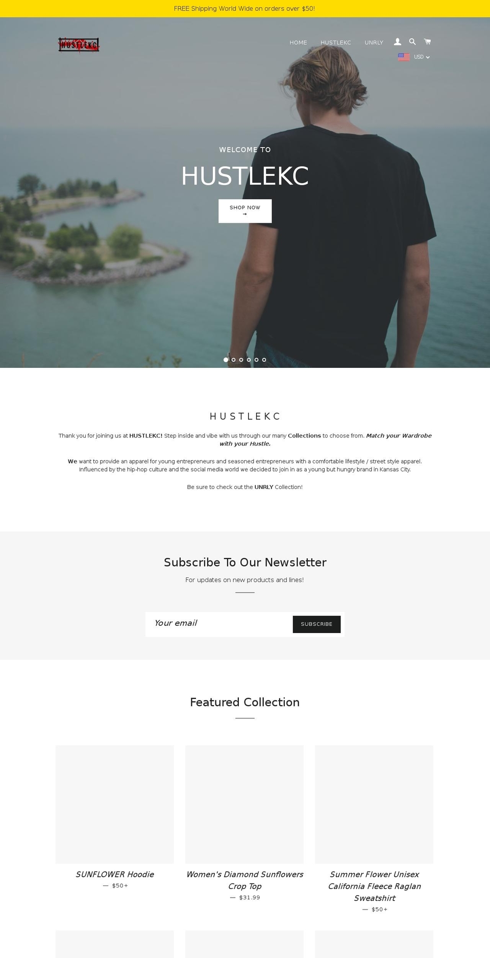hustlekc.com — Shopify storefront screenshot