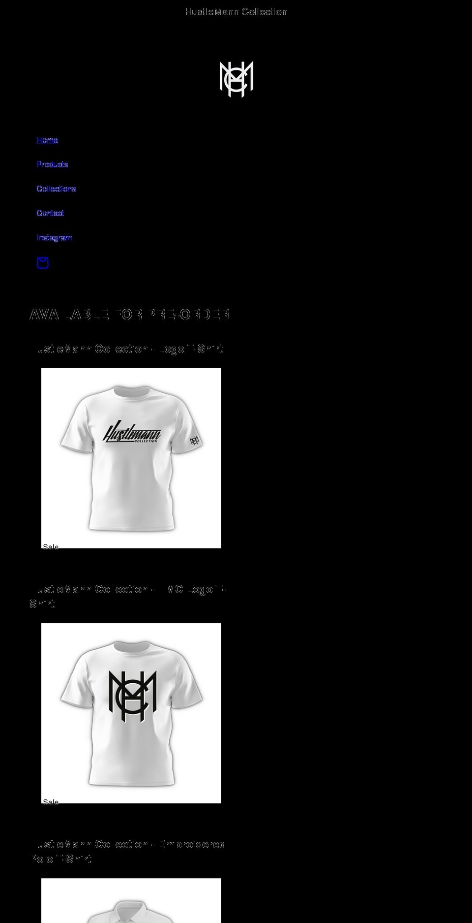 hustlemanncollection.com shopify website screenshot