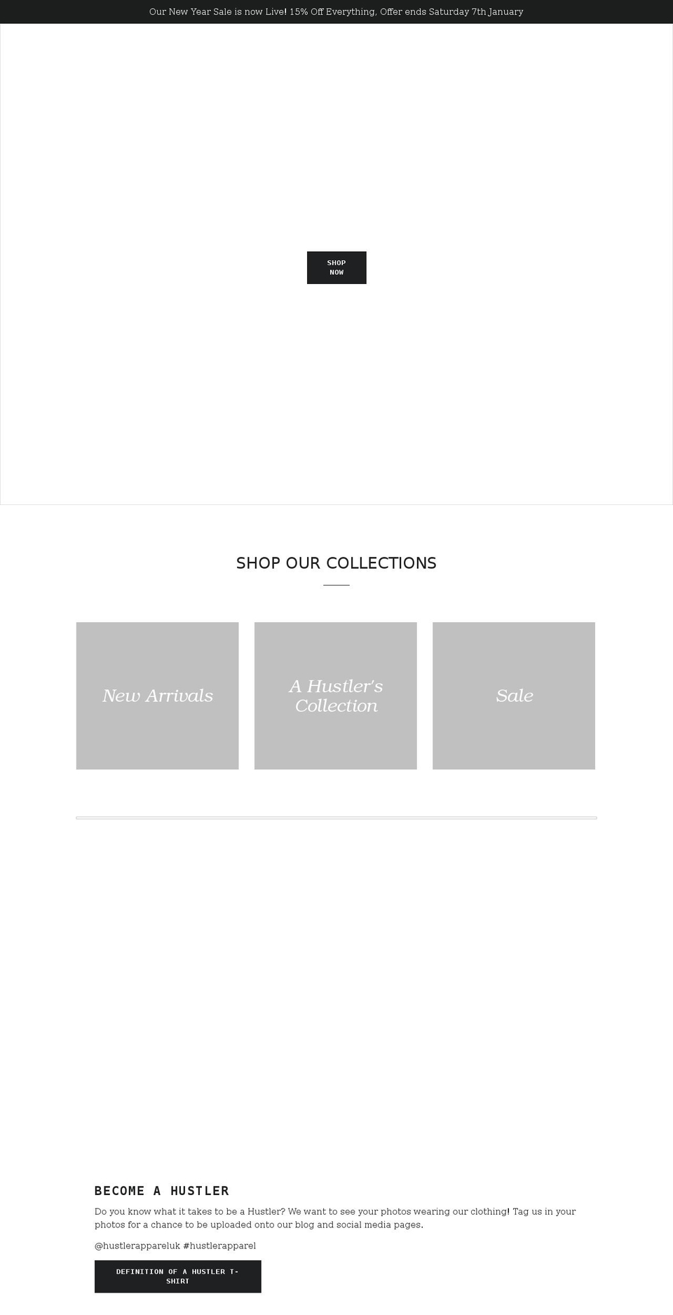 hustlerapparel.co.uk shopify website screenshot