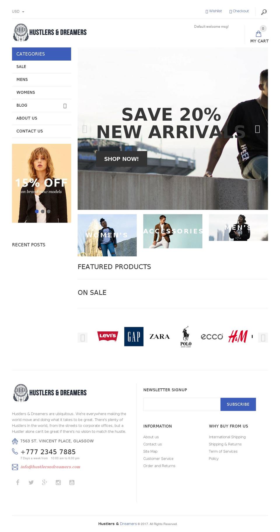 hustlersndreamers.com shopify website screenshot