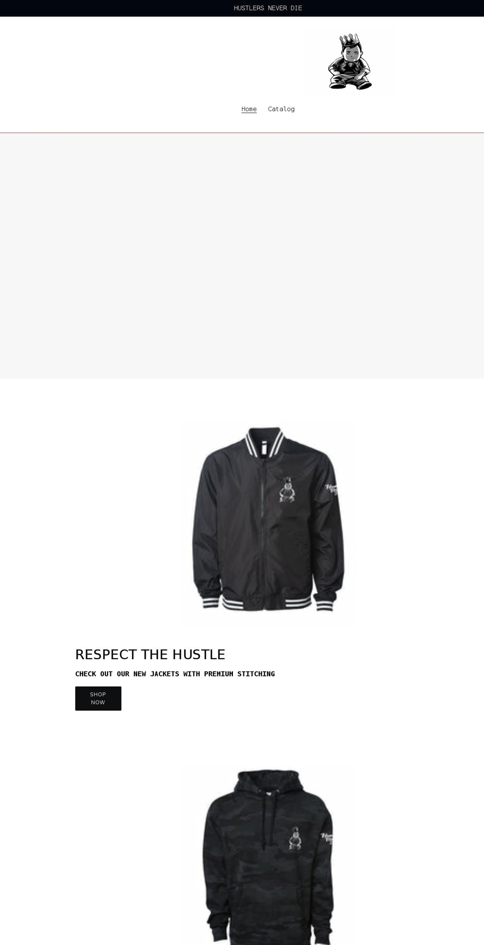 hustlersneverdie.com shopify website screenshot