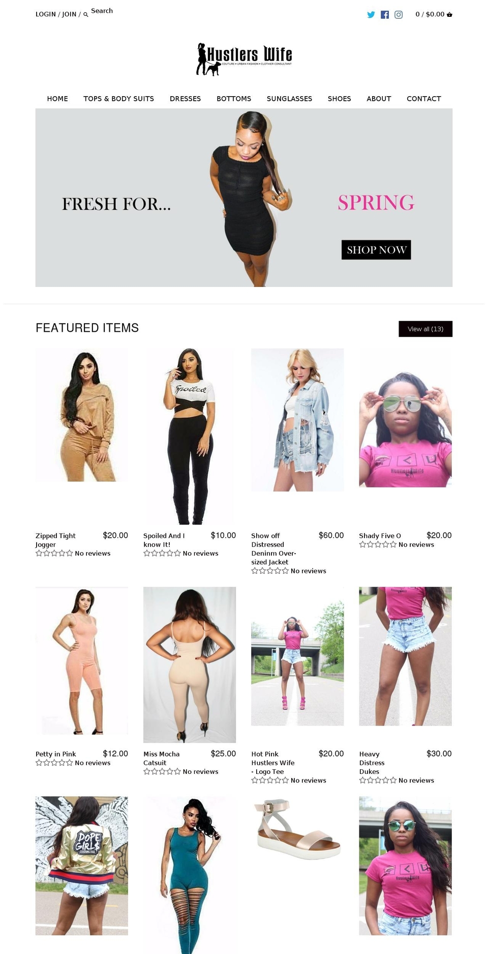 hustlerswife.com — Shopify storefront screenshot