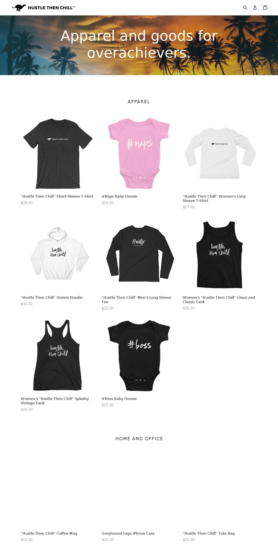 hustlethenchill.com — Shopify storefront screenshot