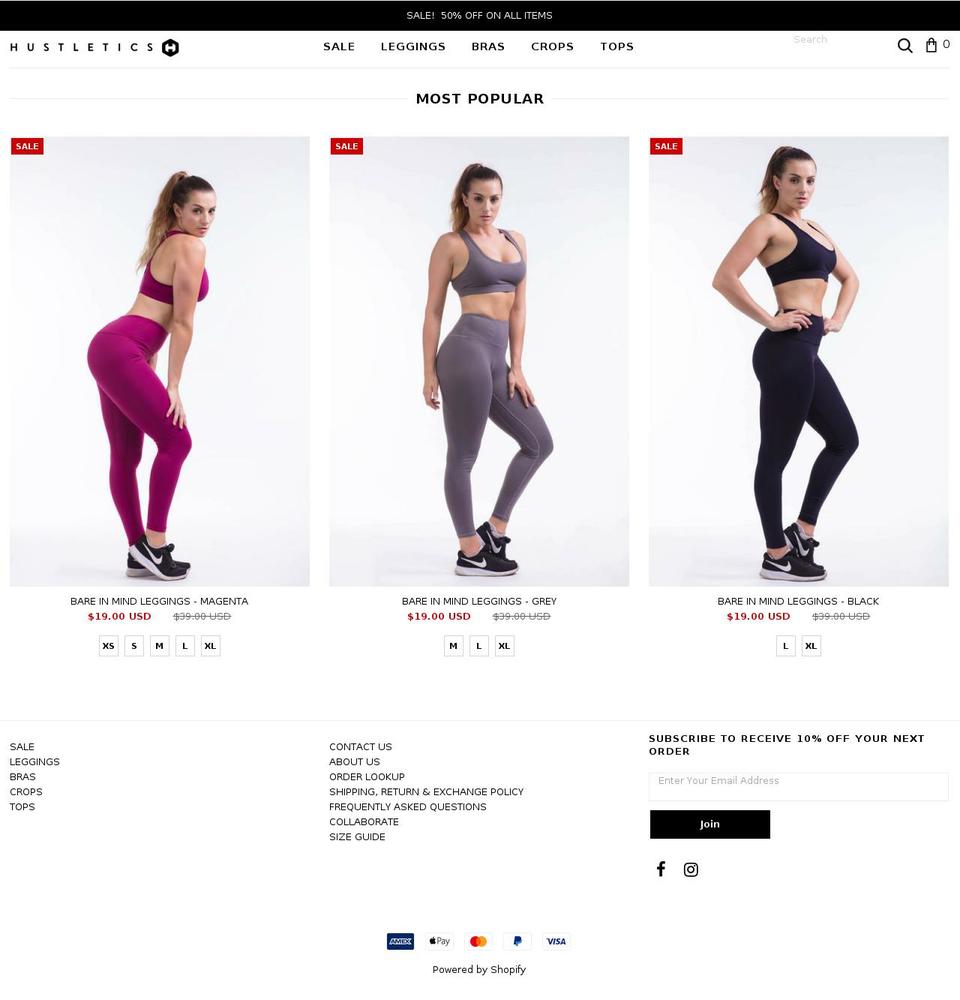 hustletics.com shopify website screenshot