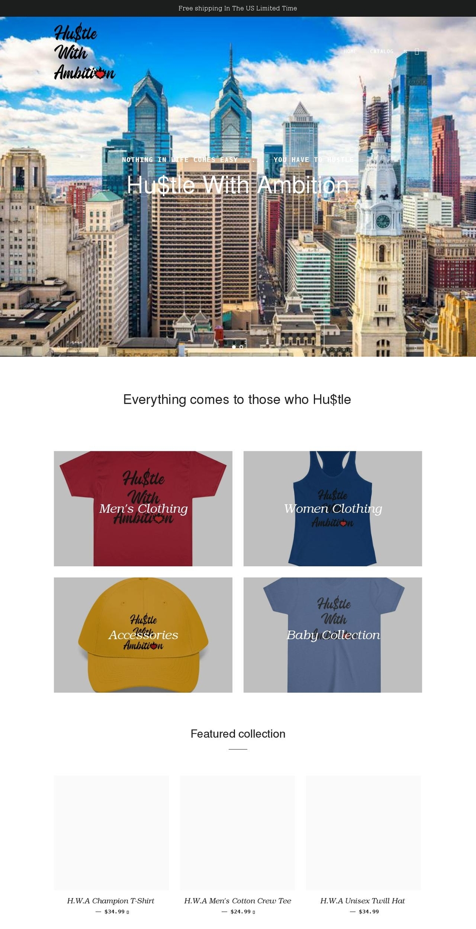 hustlewithambitionllc.com shopify website screenshot