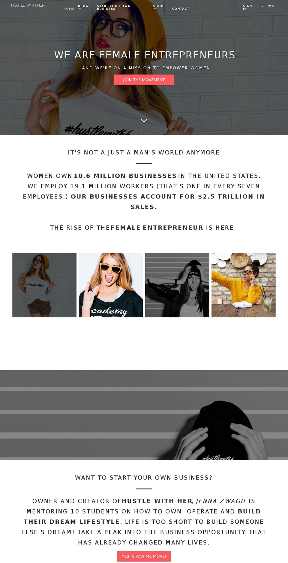 hustlewithher.com shopify website screenshot