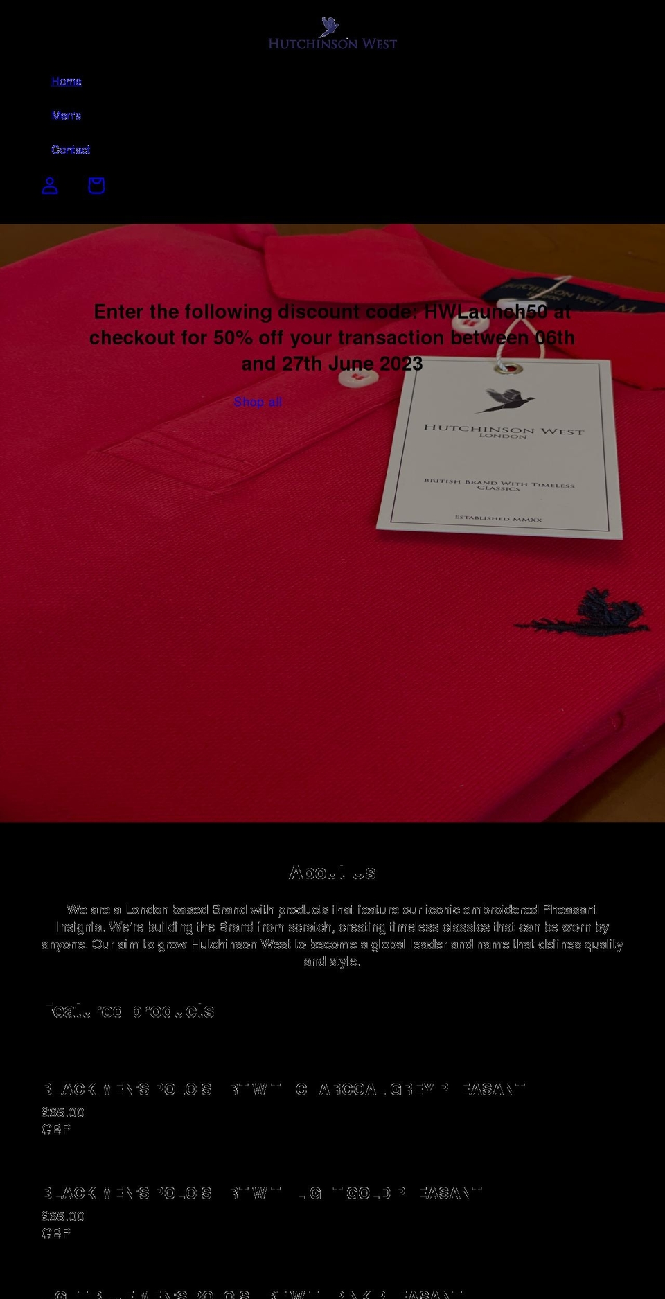 hutchinsonwest.com shopify website screenshot