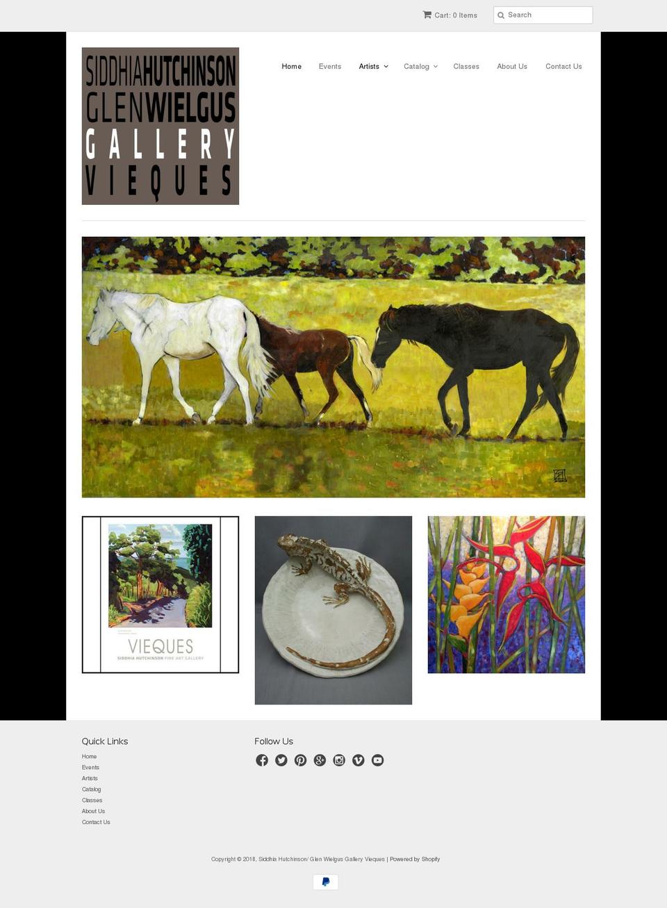 hutchinsonwielgusgallery.com shopify website screenshot