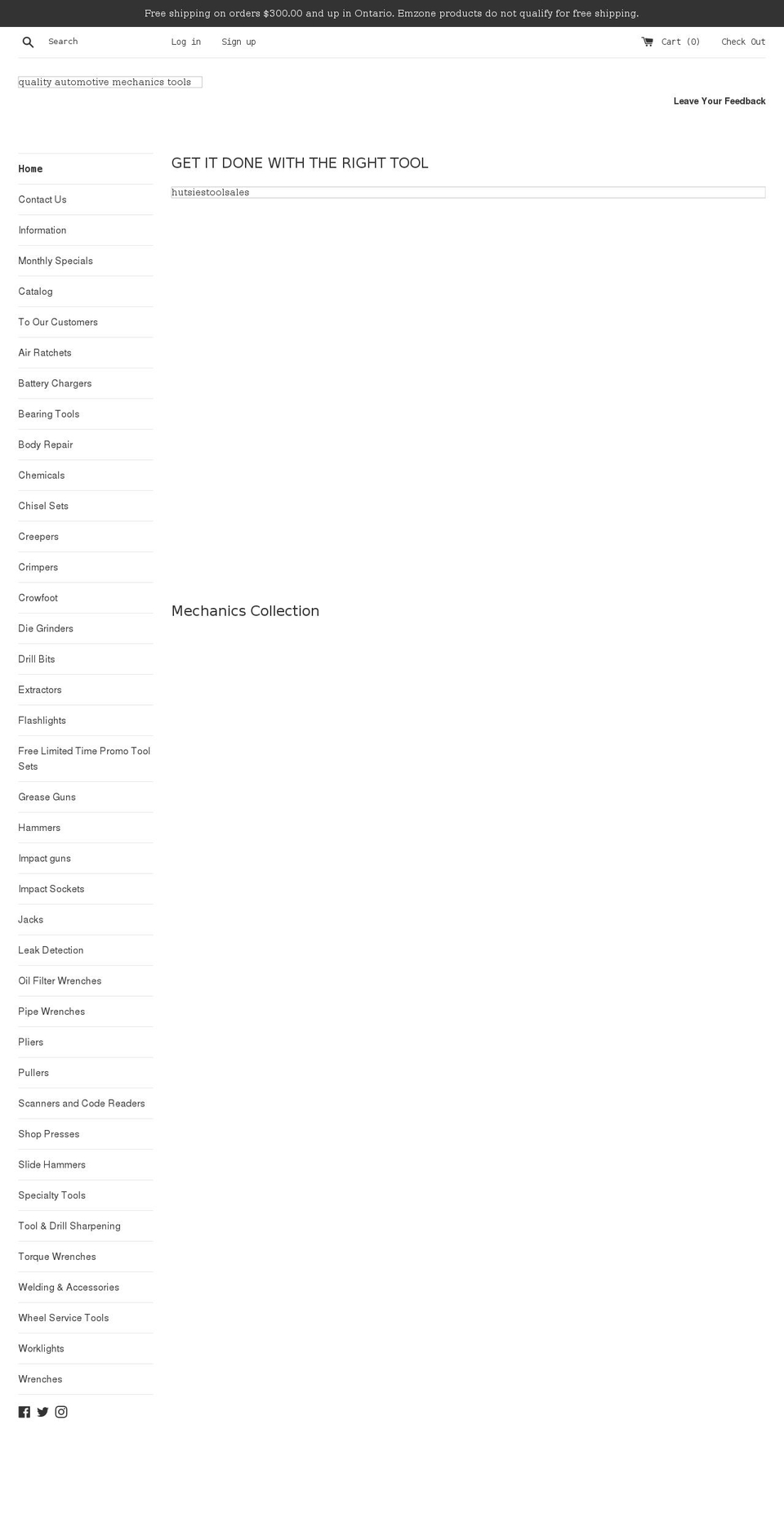 hutsiestoolsales.com shopify website screenshot