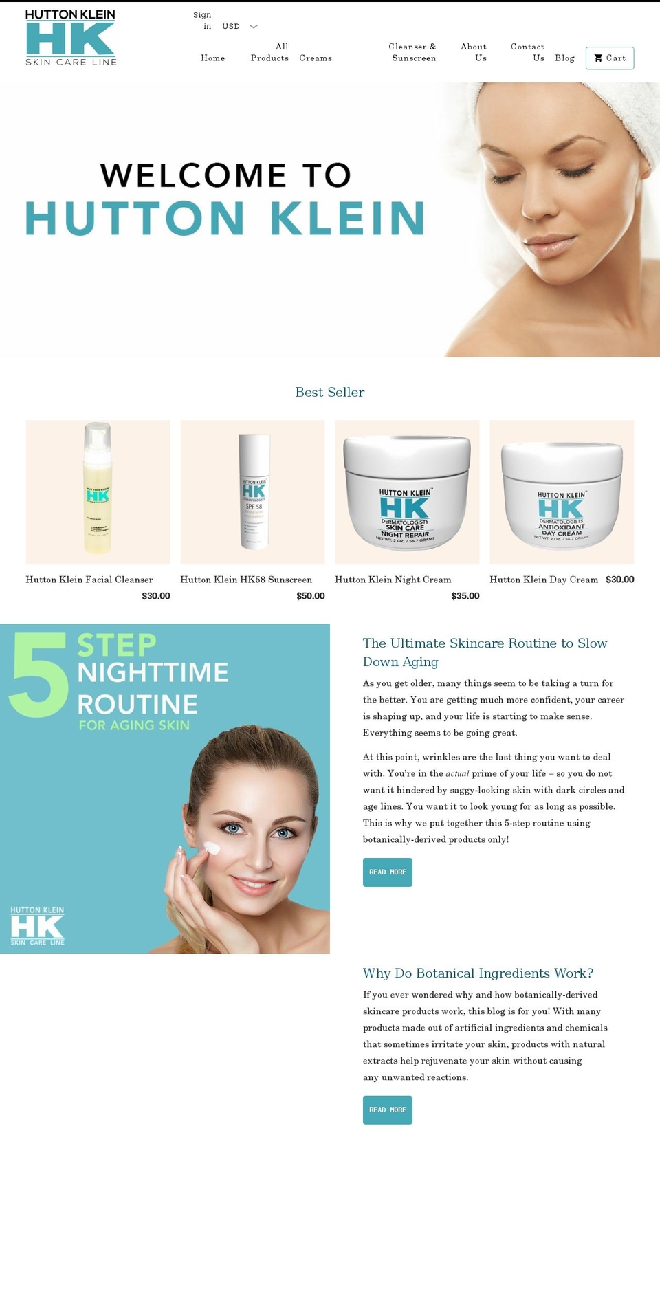 huttonklein.com shopify website screenshot