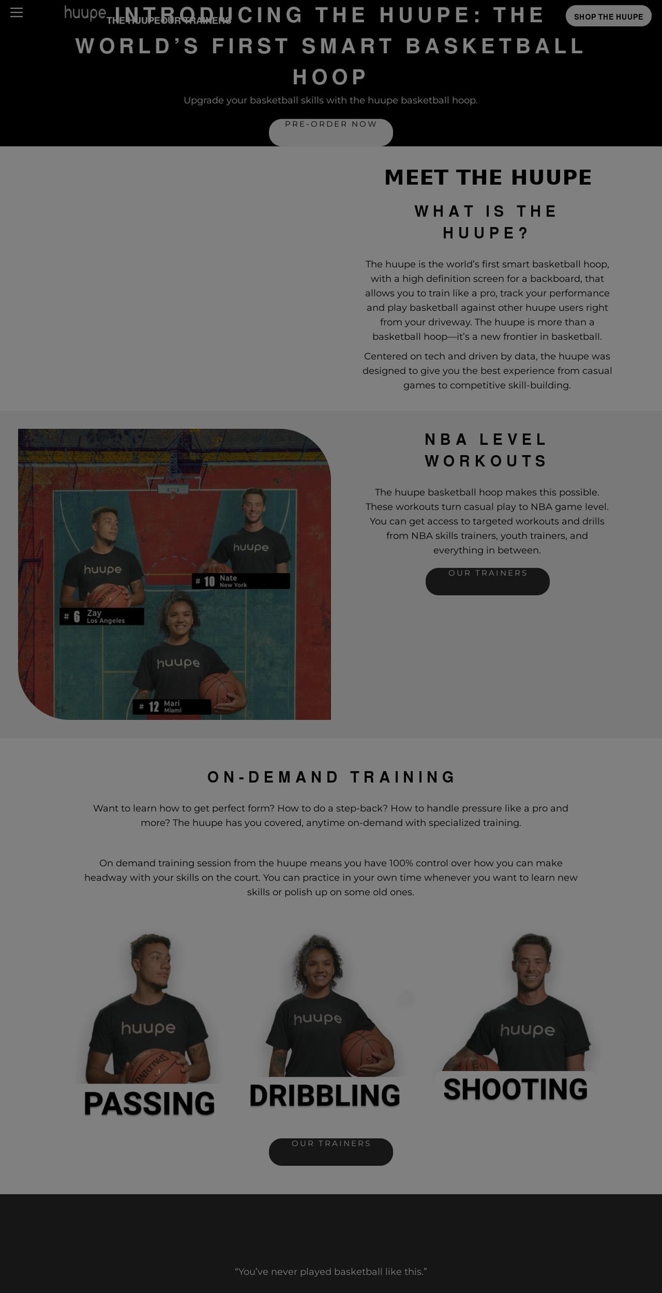 huupe.com shopify website screenshot