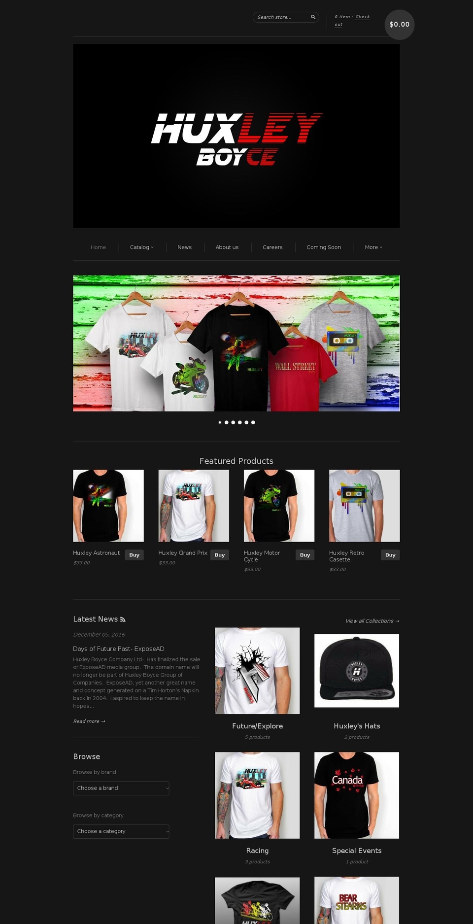 huxleyboyce.com shopify website screenshot