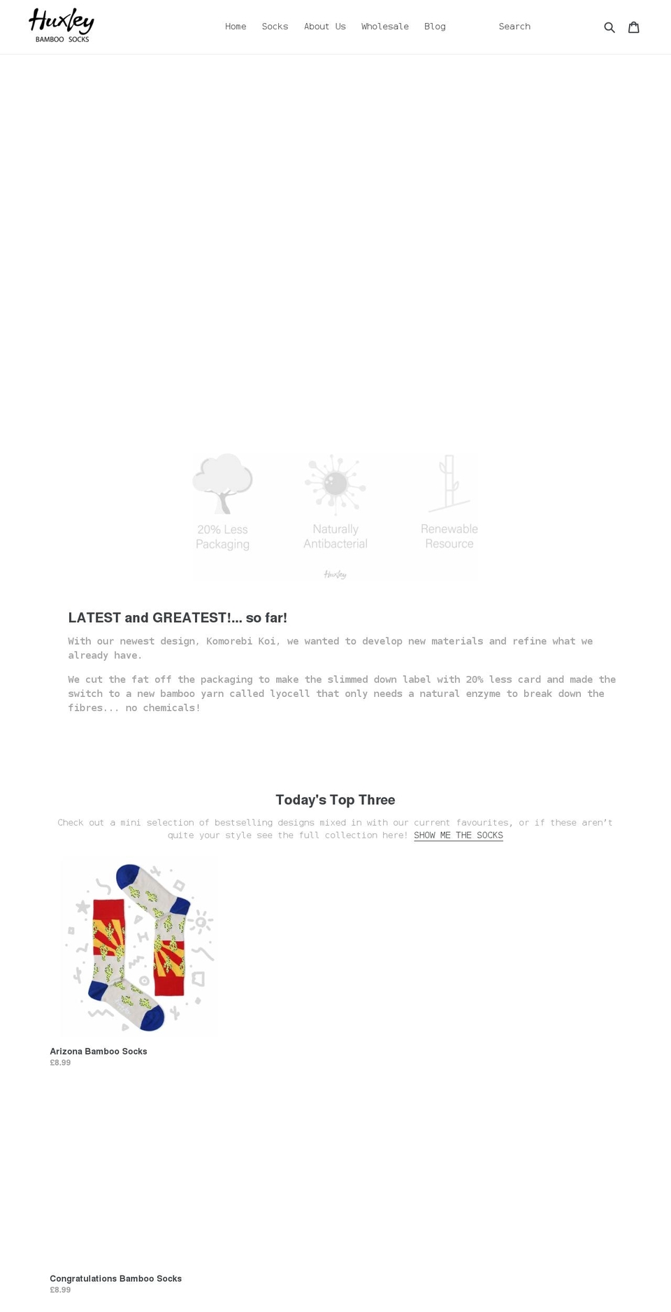 huxleysocks.co.uk shopify website screenshot