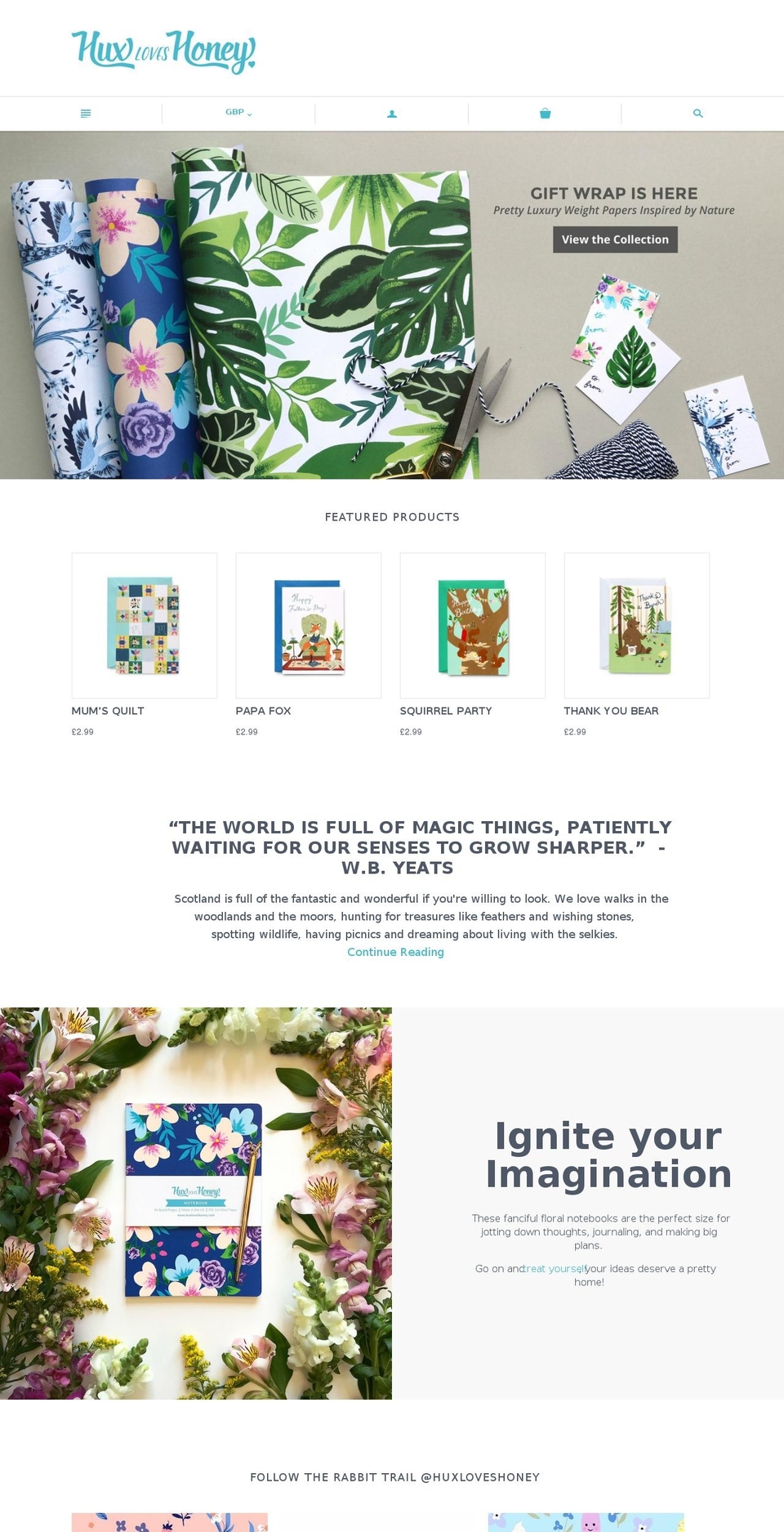 huxloveshoney.com — Shopify storefront screenshot
