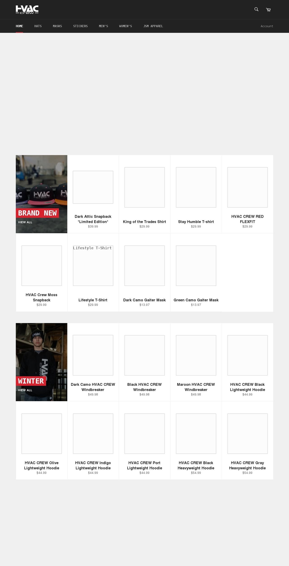 hvaccrewshop.com shopify website screenshot