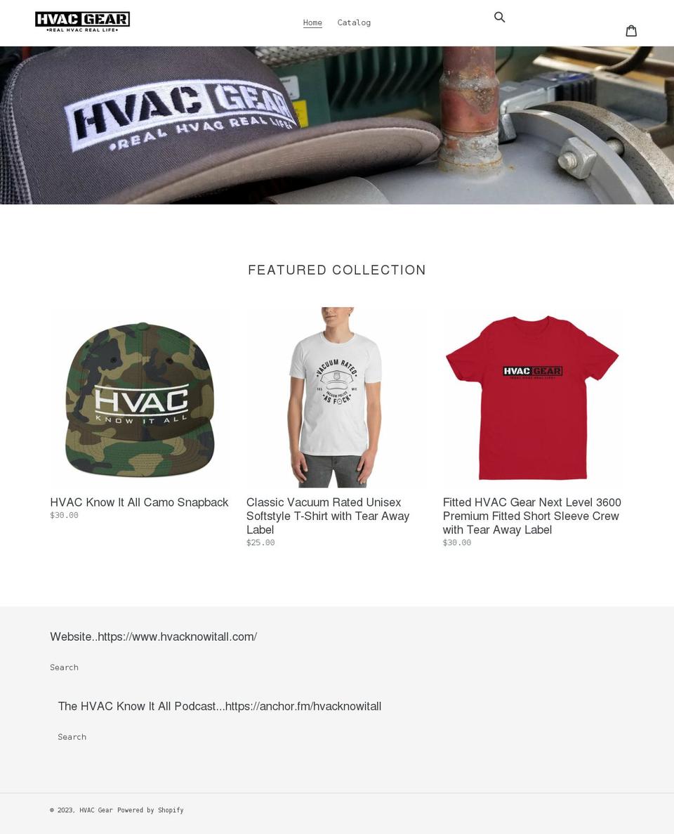 hvacgear.com shopify website screenshot