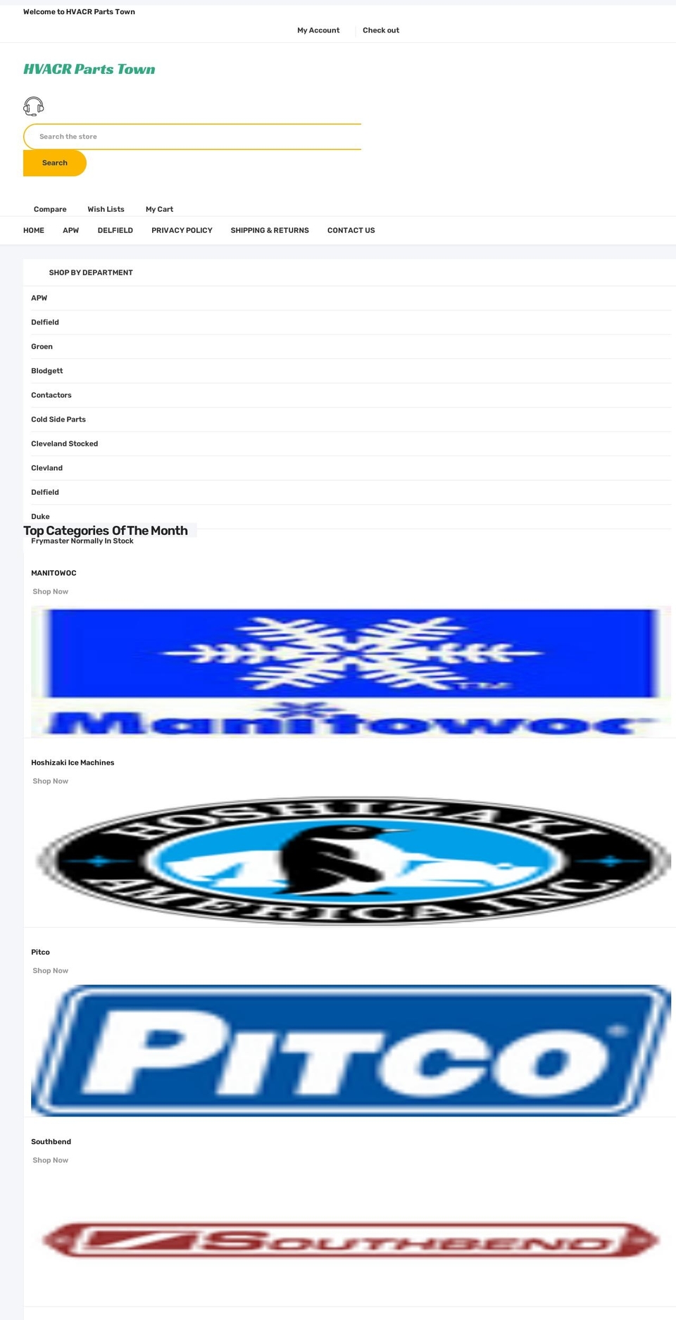 hvacrpartstown.com — Shopify storefront screenshot