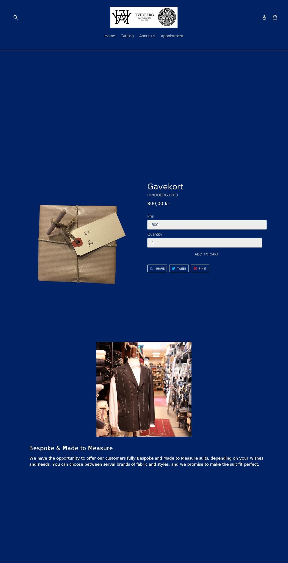 hvidberg1780.com — Shopify storefront screenshot