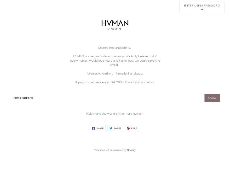 hvman.co shopify website screenshot