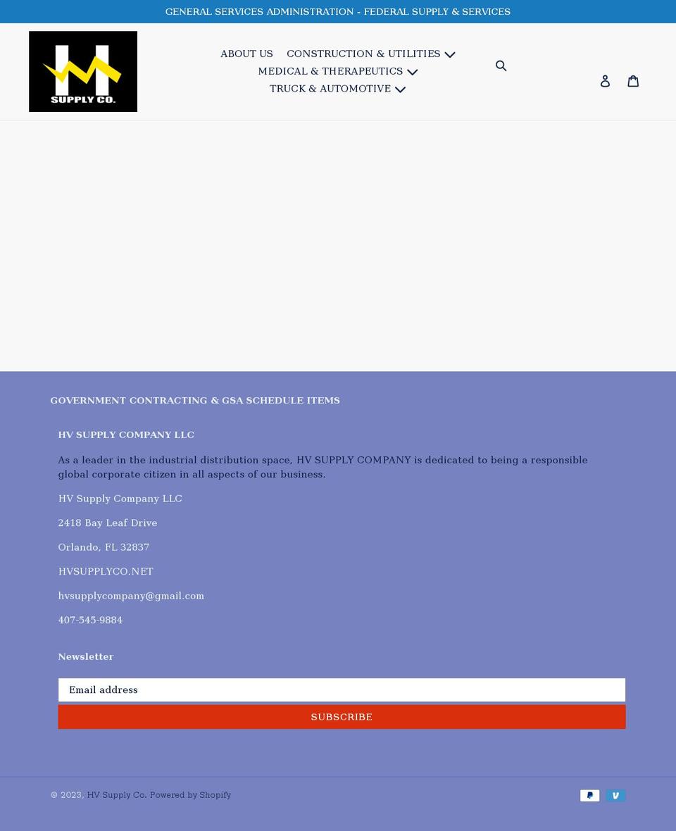 hvsupplyco.net shopify website screenshot