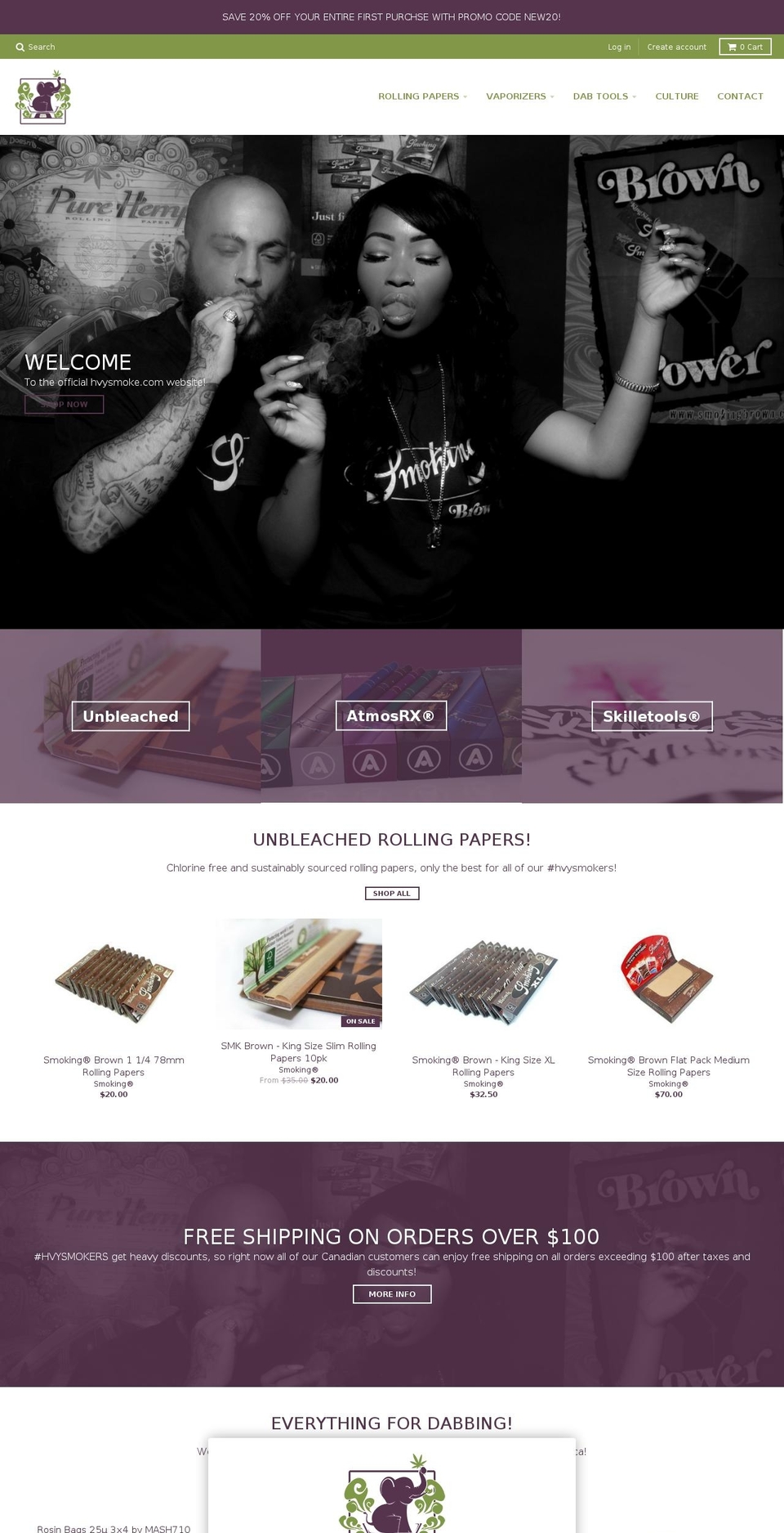 HVYSMOKE Shopify theme site example hvysmoke.com