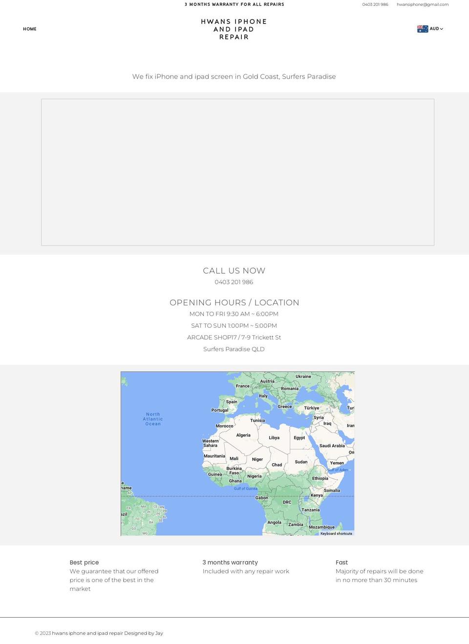 hwansiphone.com.au shopify website screenshot