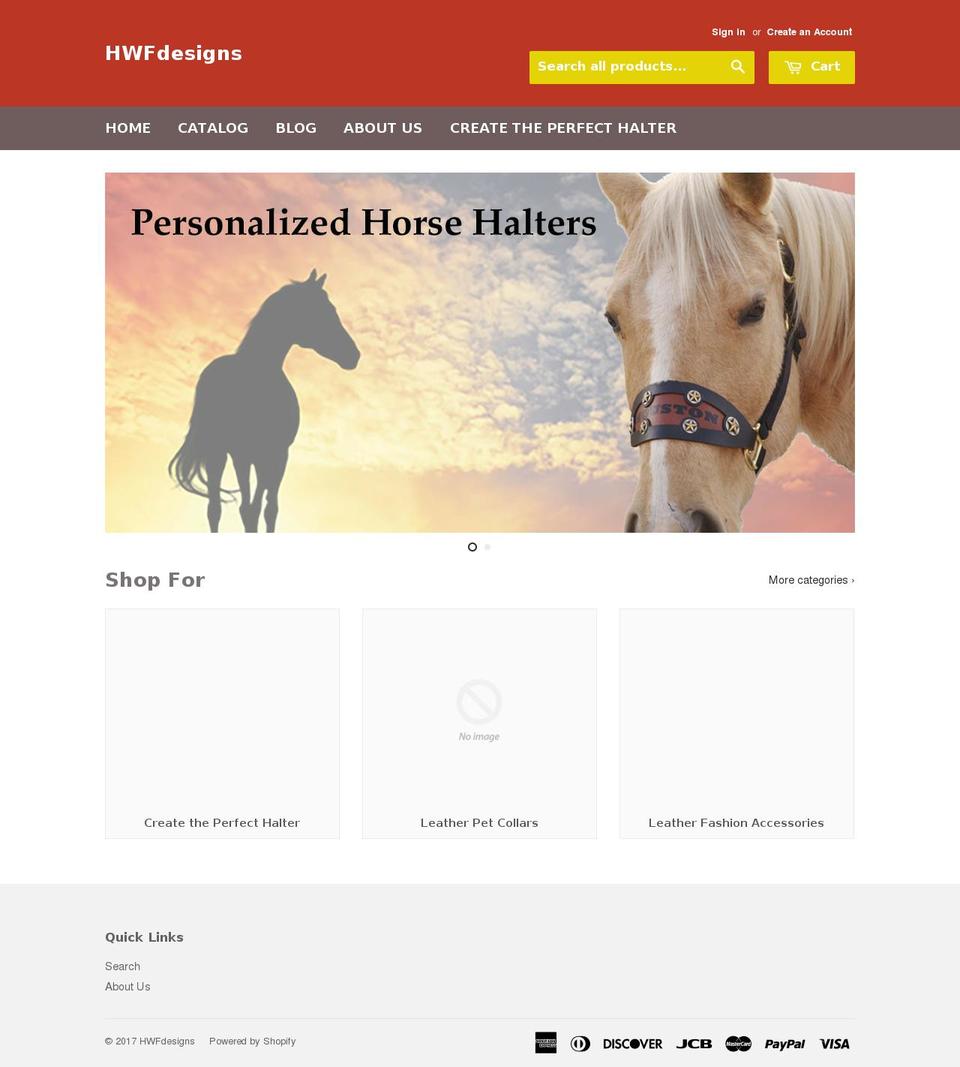 hwfdesigns.com shopify website screenshot