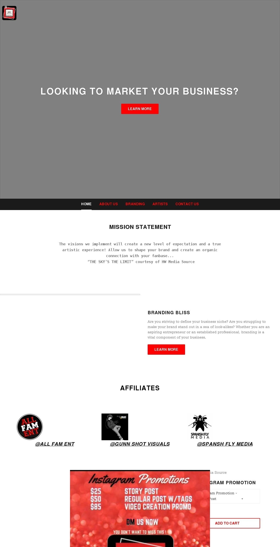 hwmediasource.com shopify website screenshot