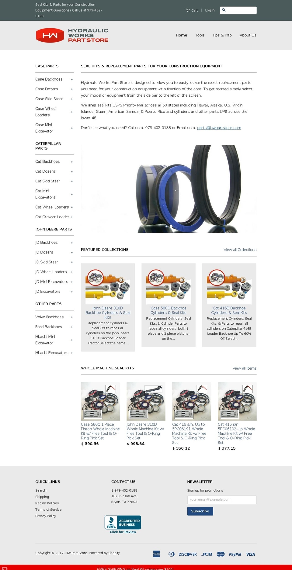 hwpartstore.com shopify website screenshot