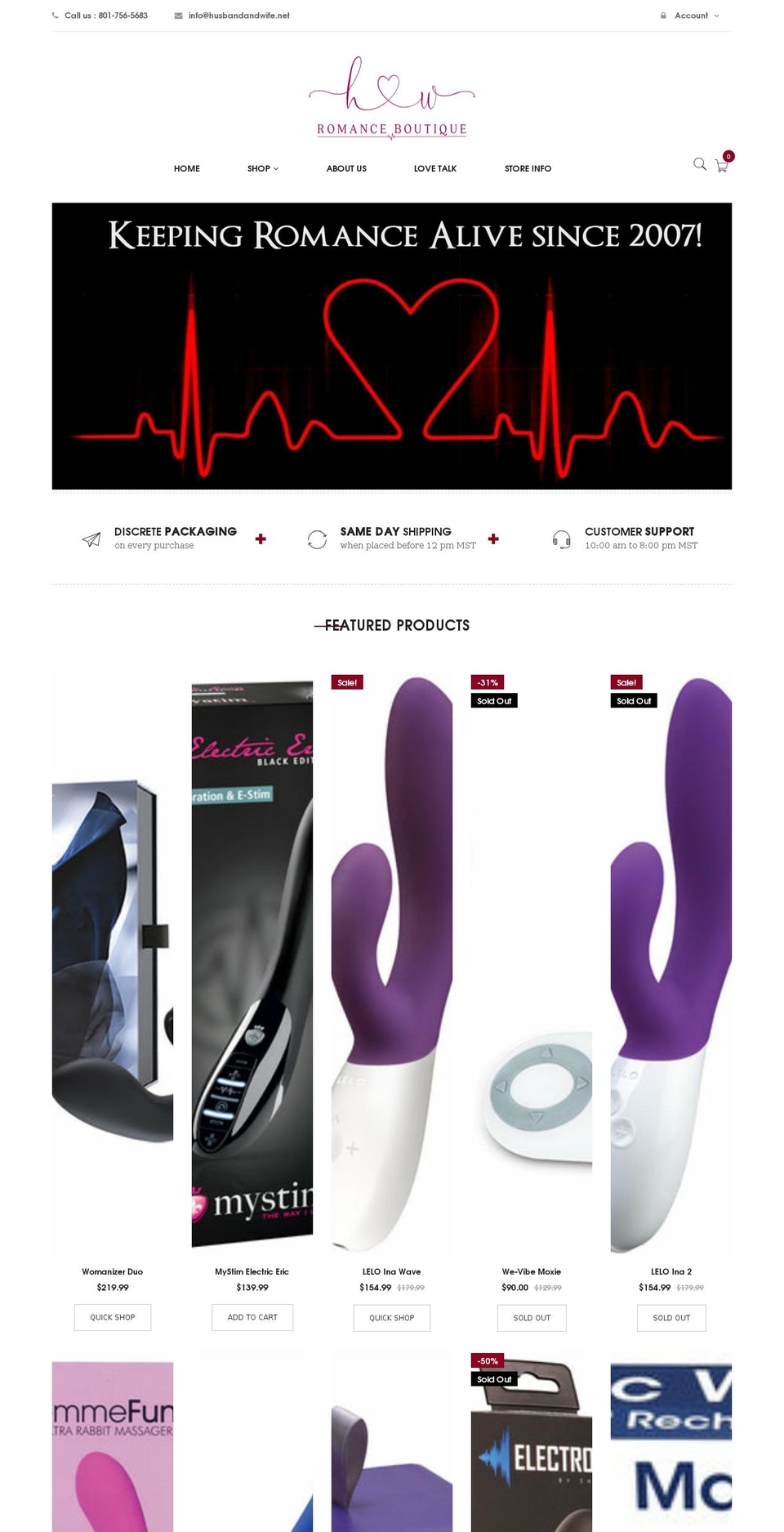 hwromance.com shopify website screenshot