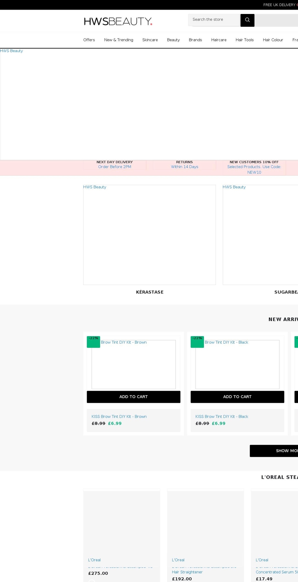 hwsbeauty.co.uk shopify website screenshot