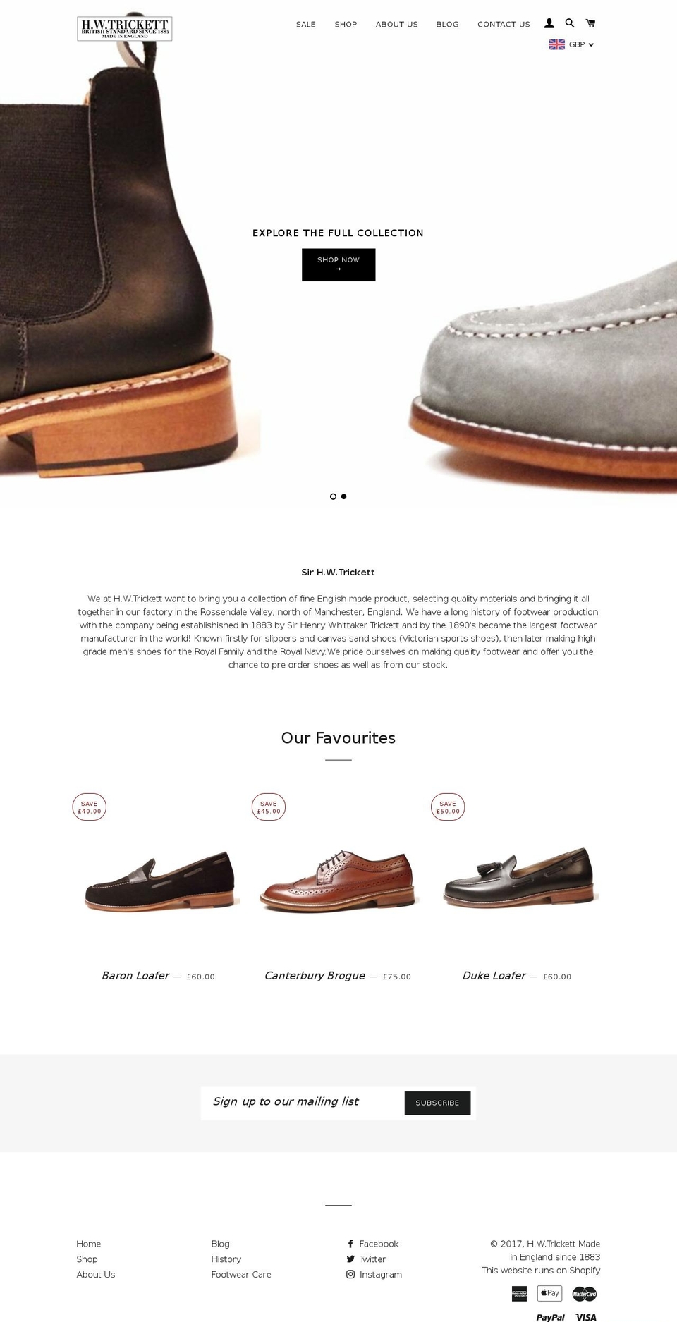 hwtrickett.com shopify website screenshot