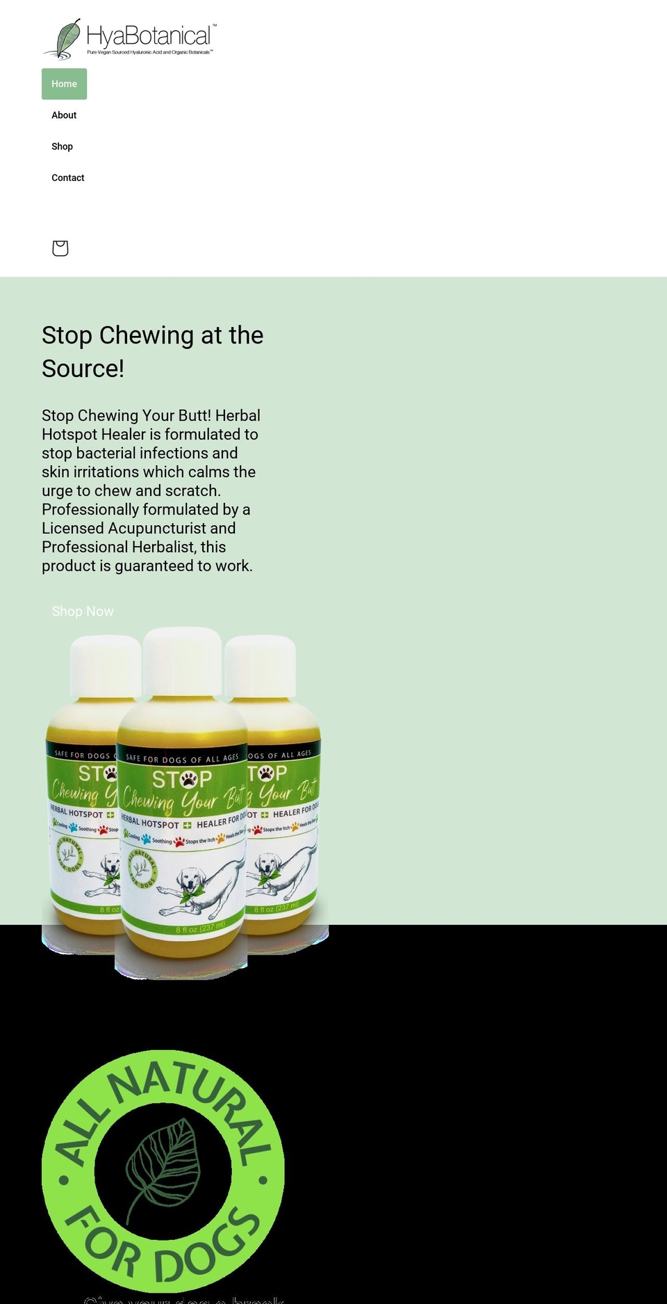 hyabotanical.com shopify website screenshot